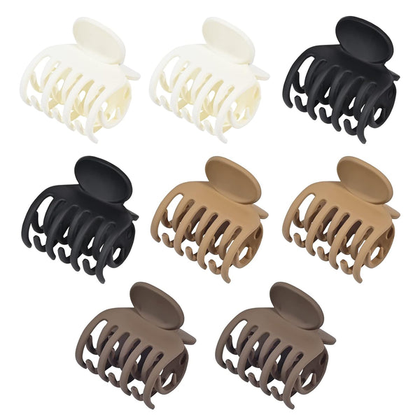 DEEKA Hair Clips Small Claw Clips 8 Pack Double Row Teeth Clips for Thin Hair 1.6" Matte Hair Accessories for Women and Girls