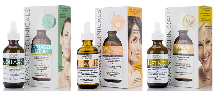 Advanced Clinicals - Retinol Serum for Face, Firming Collagen Serum, Vitamin C Serum Skincare Set, 1.75 Fl Oz, 3Pc Set