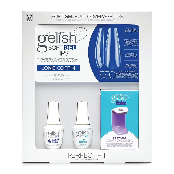 Gelish Soft Gel Pro Kits, Gel Tips Nail Kit, Gel Nail Extension Kit, Nail Kit with Featured Mini LED Light