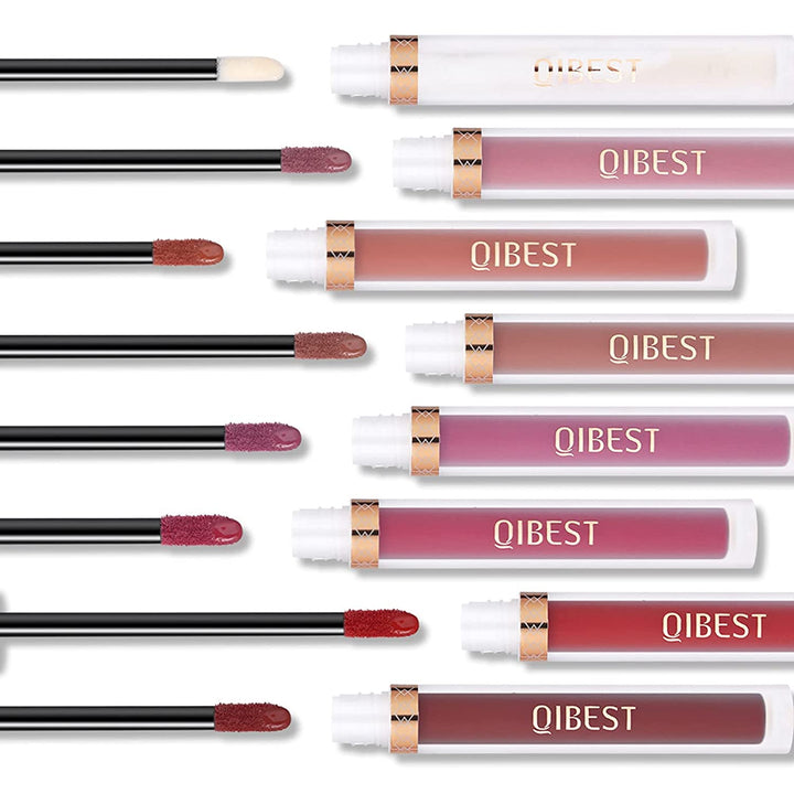 Qibest 12Pcs Velvet Matte Liquid Lipstick Makeup Sets for Women & Teens Gift, Waterproof Long Wear 24 Hours Nudes Burgundy Red Brown Lip Stain Kits, Non-Stick Cup Mate 24 Horas Lip Gloss Holiday Set