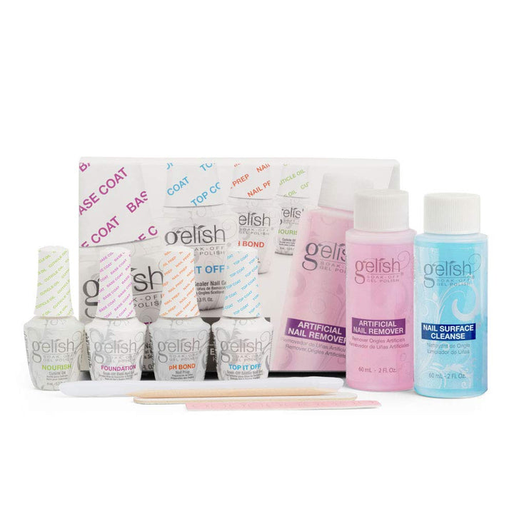 Gelish Mini Terrific Trio Collection 9 Ml Soak off Gel Nail Polish Kit with Ph Bond, Foundation Base, and Top It Off