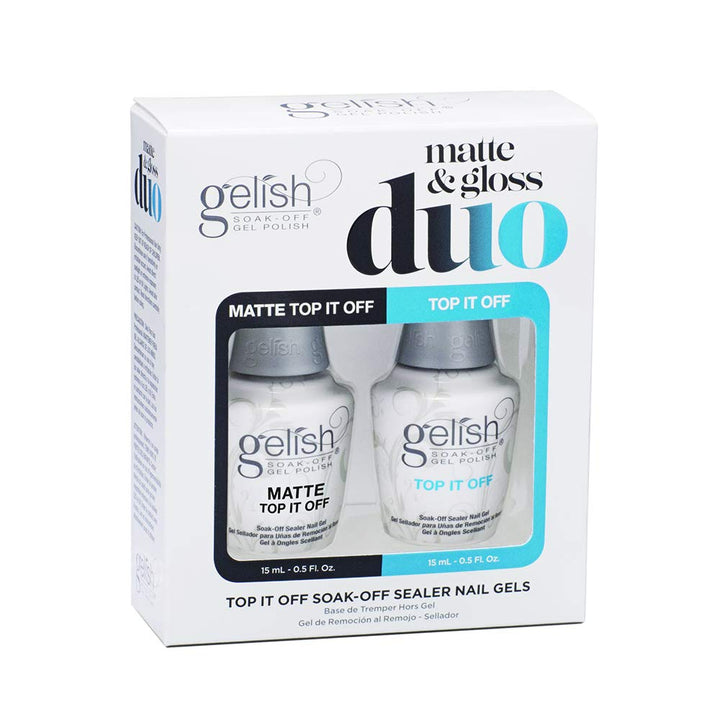 Gelish Matte & Gloss Duo Kit, Clear Coat Nail Kit, Matte Top Coat for Gel Nails, Glossy Top Coat for Gel Nails, 5 Ounce