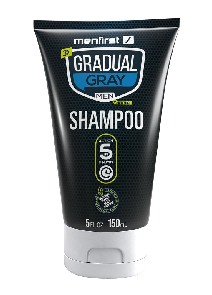 MENFIRST Gradual Gray Shampoo - Gray Hair Darkening Shampoo, Reverse Gray Hair Shampoo - Hypoallergenic & Harsh Chemical-Free, Gray Reducing Shampoo for Men - for Dark Shades - 5 Fl Oz (Pack of 3)