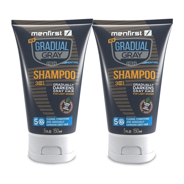 MENFIRST Gradual Gray Shampoo - Gray Hair Darkening Shampoo, Reverse Gray Hair Shampoo - Hypoallergenic & Harsh Chemical-Free, Gray Reducing Shampoo for Men - for Light Shades - 5 Fl Oz (Pack of 2)