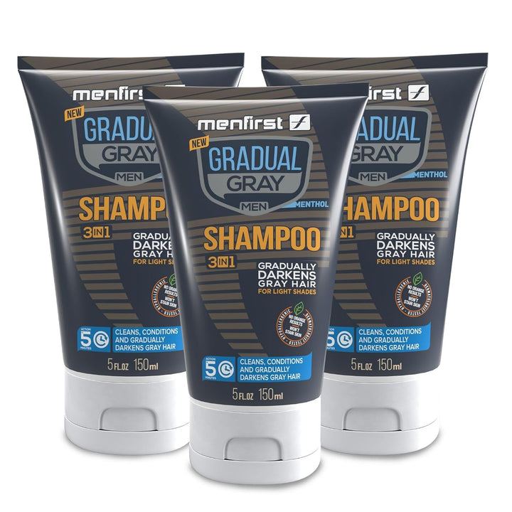 MENFIRST Gradual Gray Shampoo - Gray Hair Darkening Shampoo, Reverse Gray Hair Shampoo - Hypoallergenic & Harsh Chemical-Free, Gray Reducing Shampoo for Men - for Light Shades - 5 Fl Oz (Pack of 1)