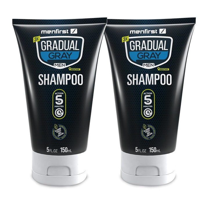 MENFIRST Gradual Gray Shampoo - Gray Hair Darkening Shampoo, Reverse Gray Hair Shampoo - Hypoallergenic & Harsh Chemical-Free, Gray Reducing Shampoo for Men - for Dark Shades - 5 Fl Oz (Pack of 3)