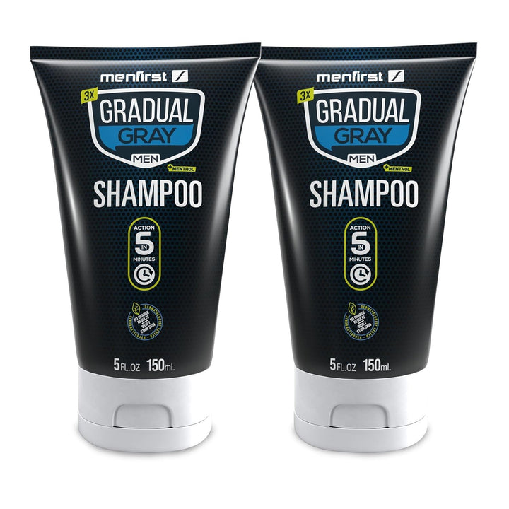 MENFIRST Gradual Gray Shampoo - Gray Hair Darkening Shampoo, Reverse Gray Hair Shampoo - Hypoallergenic & Harsh Chemical-Free, Gray Reducing Shampoo for Men - for Dark Shades - 5 Fl Oz (Pack of 1)