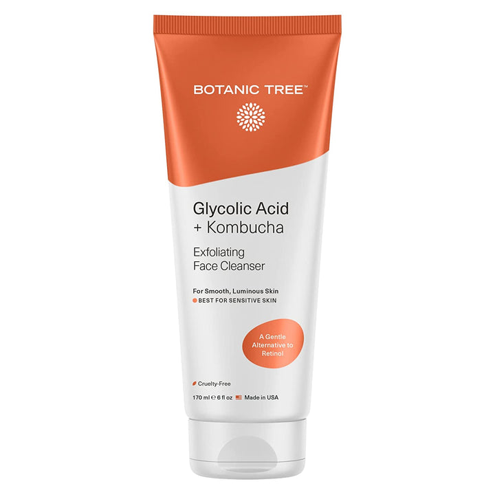 Botanic Tree Kombucha & Glycolic Acid Exfoliating Face Wash for Aging Skin - Kombucha Lipofilling Effects and Skin Healthy Probiotics and Antioxidants