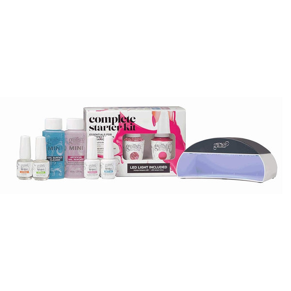 Gelish Complete Starter Kit Including Ph Bond, Foundation Base Coat, Top It off Top Coat, Nourish Cuticle Oil, Nail Remover & Cleanser, Two Nail Polish Colors 15Ml