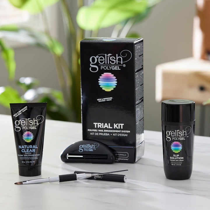 Gelish Polygel Professional Nail Technician All in One Trial Kit with Slip Solution, Natural Clear, and 1 Tube Key for Nail Studio Sets