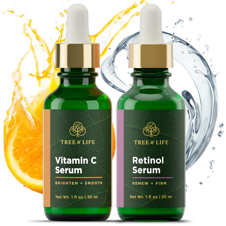 Tree of Life Advanced Regimen - 2 Oz - Niacinamide Serum (Refine) + Vitamin C Serum (Brightens) + Retinol Serum (Smooths) + Hyaluronic Acid Serum (Hydrates) - Face Serums - Skin Care Set