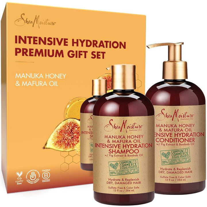 Sheamoisture Shampoo and Conditioner Set, Manuka Honey, Mafura Oil, Baobab Oil & Fig Extract, Hydrate + Replenish, Vitamin C, Sulfate Free & Hair Color Safe, Deep Conditioning, 13 Fl Oz Ea