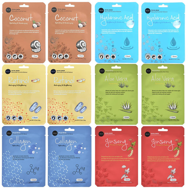 Celavi Collagen Face Sheet Mask K-Beauty Korea Skin Care Moisturizing New D Type- 12 Sheets