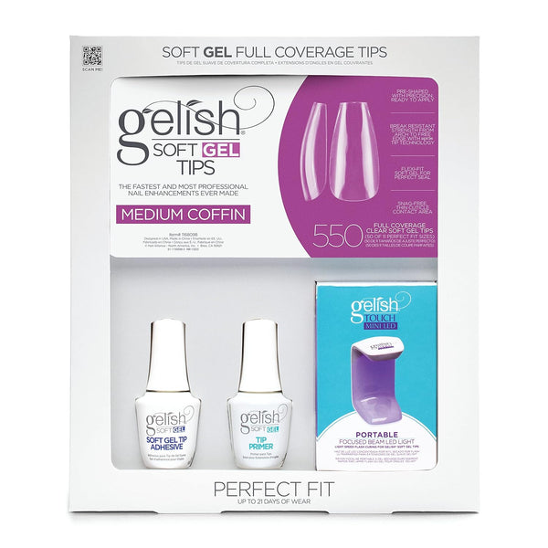 Gelish Soft Gel Pro Kits, Gel Tips Nail Kit, Gel Nail Extension Kit, Nail Kit with Featured Mini LED Light