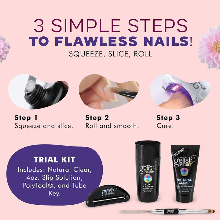 Gelish Polygel Professional Nail Technician All in One Trial Kit with Slip Solution, Natural Clear, and 1 Tube Key for Nail Studio Sets