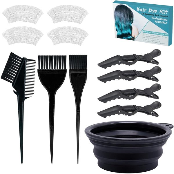 12 Pcs Professional Hair Bleach Kit Hair Coloring Products with Hair Dye Brush, Hair Color Bowl, Earmuffs, Hair Clips for Salon Hair Dye, Hair Color at Home, Hair Bleaching