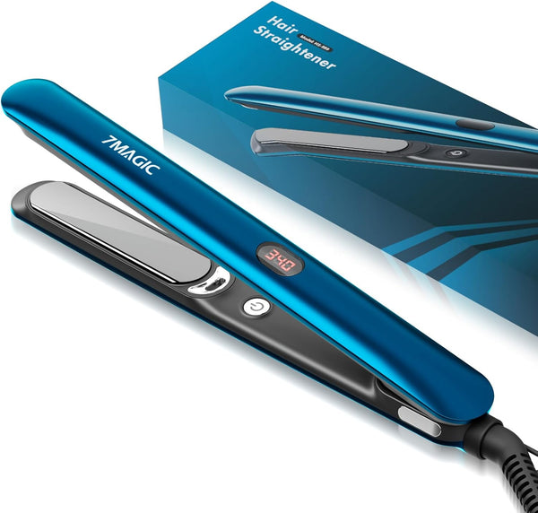 7MAGIC Hair Straightener, Ceramic Flat Iron with LCD, Professional 2 in 1 Hair Iron for Thick Hair, 11 Heat Settings Styling Tool