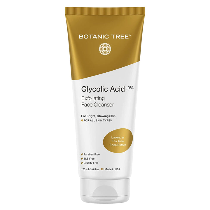 Botanic Tree Glycolic Acid Face Wash Travel Size (Pack of 3)- Facial Exfoliating Cleanser W/ 10% Glycolic Acid- Organic An.